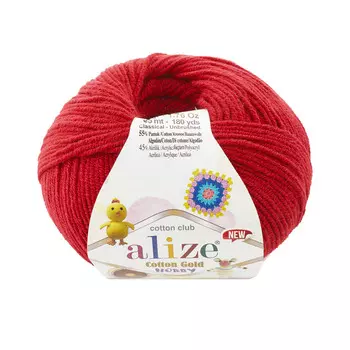 Пряжа Alize 'Cotton Gold Hobby NEW' 50г 165м (55% хлопок, 45% акрил) (56 красный)