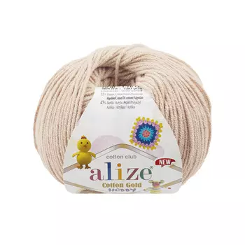 Пряжа Alize 'Cotton Gold Hobby NEW' 50г 165м (55% хлопок, 45% акрил) (67 молочно-бежевый)