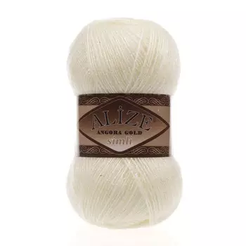 Пряжа Alize 'Angora Gold Simli' 100гр. 500м. (20% шерсть, 5% металлик, 75% акрил) (67 экрю)