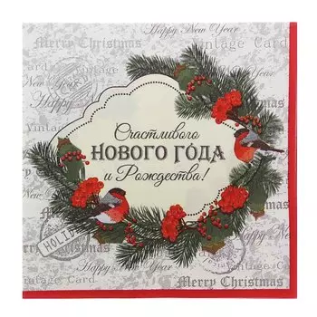 СНОУ БУМ Салфетки бумажные 12шт, праздничные, 33х33см, 2022, дизайн 6