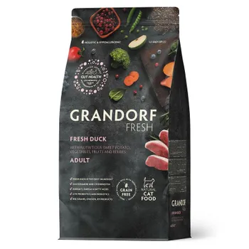 Grandorf Fresh Cat Adult Duck & Sweet Potato Сухой корм беззерновой с живыми пробиотиками для кошек с УТКОЙ и бататом холистик беззерновые для взрослых с уткой для всех пород мешок Импортный корм 1 уп. х 1 шт. х 2 кг