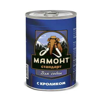 Мамонт Стандарт влажный корм для собак, с КРОЛИКОМ, в консервах - 970 г повседневный премиум для всех возрастов с кроликом для всех пород консервы (в железной банке) Российский корм 1 уп. х 6 шт. х 5.82 кг