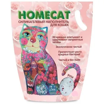 HOMECAT силикагелевый наполнитель для кошачьих туалетов с ароматом розы - 12,5 л повседневный премиум мешок Китай 1 уп. х 1 шт. х 5.05 кг