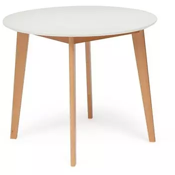 Стол обеденный (Боско) Белый+Натуральный ( Бук) (основание бук, столешница мдф) Tetchair 9585 10468