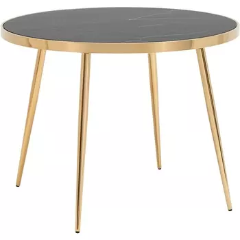 Стол обеденный Stool Group Гелиос 100*100 стекло черный мрамор сталь золото УТ000036675
