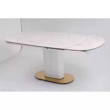 Стол обеденный раскладной Атриум-2 MC3035-120W, 120(30+30)х90х77 см, белая керамика IST-CASA