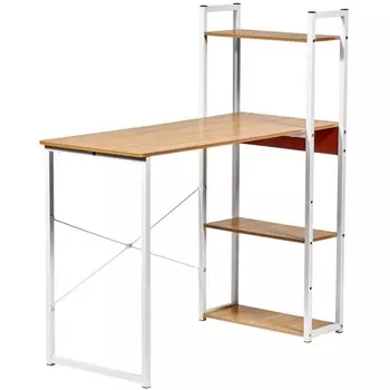 Стол письменный с полками 100x45x110 см, светлое дерево, белый Bradex Home Frame FR 0691