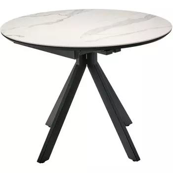 Стол Rudolf круглый раскладной 100-130x100x75см, светлый керамогранит, черный Bradex Home арт.RF 0644