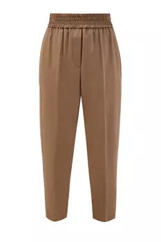 Брюки Baggy из гладкой шерсти с эластичным поясом