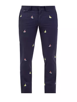 Брюки Slim Fit с вышивкой в морском стиле