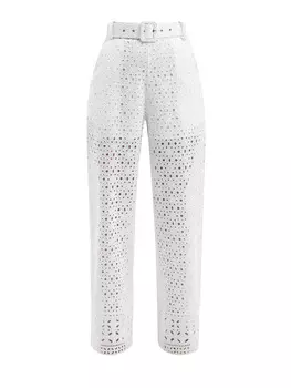 Брюки в стиле 70-х из хлопкового кружева broderie anglaise
