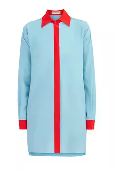 Блуза из шелка кроя oversize с контрастной отделкой