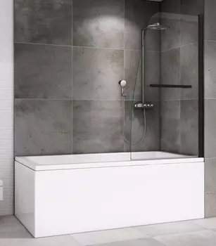 Шторка на ванну Abber Ewiges Wasser AG50080B 80x140, профиль черный, стекло прозрачное