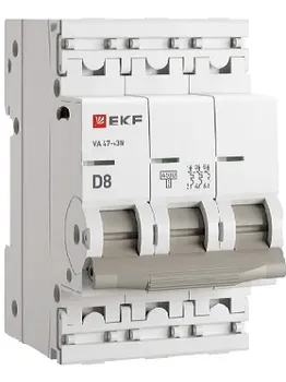 Автоматический выключатель EKF M634308D 3P 8А (D) 4,5kA ВА 47-63N PROxima