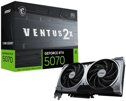 Видеокарта PCI-E MSI GeForce RTX 5070 VENTUS 2X OC (RTX 5070 12G VENTUS 2X OC) 12GB GDDR7 192bit HDMI 3*DP