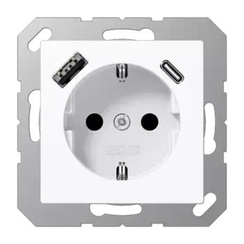 Розетка 2K+З USB Typ AC Jung A1520-15CAWW