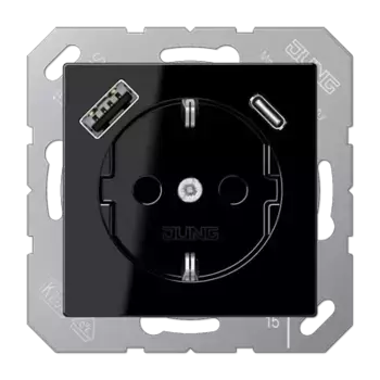 Розетка 2K+З USB Typ AC Jung A1520-15CASW