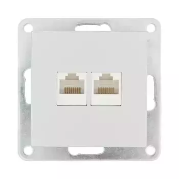 Розетка LK Studio компьютерная двойная 2хRJ-45 кат.5е с накладкой (серебристый металлик) LK80 846203-1
