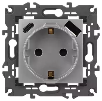 Розетка со шторками с USB type-A+C Эра Elegance 14-4108-03 Б0067741