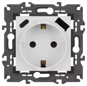 Розетка со шторками с USB type-A+C Эра Elegance 14-4108-01 Б0067736