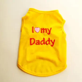 Хлопковый жилет для щенков с буквенным узором «Love Daddy Mommy» для маленьких собак и кошек, весенне-летняя футболка, однотонная одежда без рукавов XS(Love Mommy) чёрный