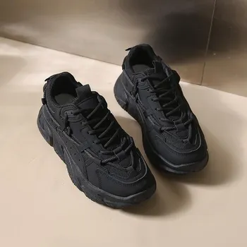 Autumn New Casual Women s Shoes Versatile Platform Dad Shoes Women s Running Sports Shoes Women 35 чёрный