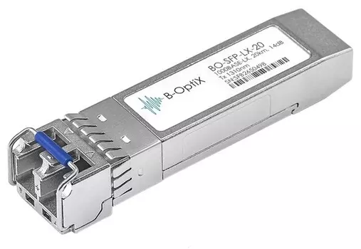 Модуль SFP B-OptiX BO-SFP-LX-20 двухволоконный, 1000BaseLX, разъем LC, рабочая длина волны 1310нм, дальность до 20км (14dB)