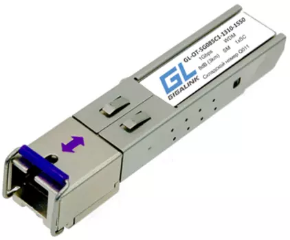 Модуль SFP NIKOMAX GL-OT-SG08SC1-1550-1310-D WDM, 1Гбит/c, одно волокно SM, SC, Tx:1550/Rx:1310 нм, DDM, 8 дБ (до 3 км)