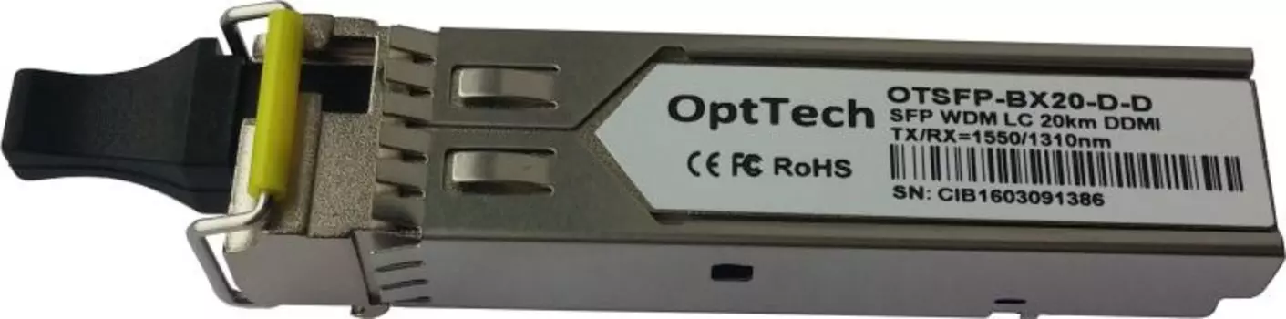 Модуль SFP OptTech OTSFP-BX20-D-D WDM, TX/RX=1550/1310nm, LC, 20km, DDMI