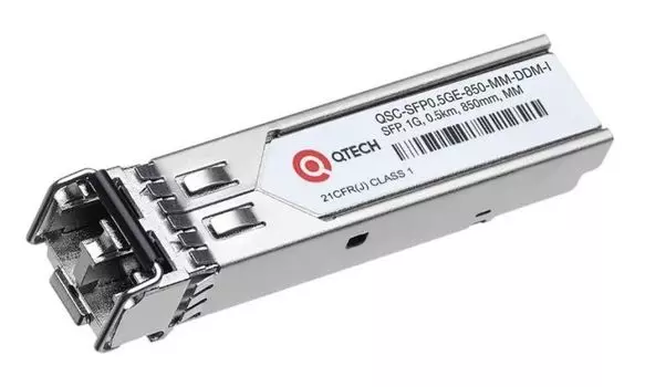 Модуль SFP QTECH QSC-SFP0.5GE-850-MM-DDM-I 550м, 1,25Гбит/c, Tx=850nm, LC, VCSEL, MM, DDM, индустриальный