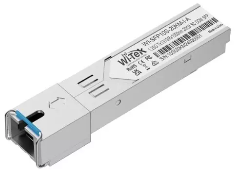 Модуль SFP Wi-Tek WI-SFP10S-20KM-I промышленный с разъемом SC, до 20км, (Комплект 2шт)