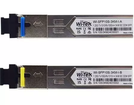 Модуль SFP Wi-Tek WI-SFP10S-3KM-I промышленный с разъемом SC, до 3км, (Комплект 2шт)