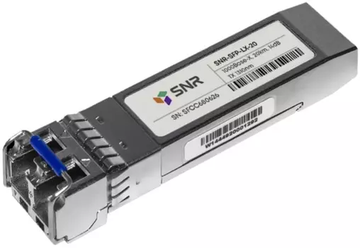 Модуль SNR SNR-SFP-LX-20-I индустриальный двухволоконный, 1000BaseLX, разъем LC, рабочая длина волны 1310нм, дальность до 20км (14dB), с поддержкой фу