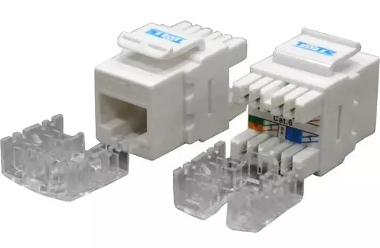 Модуль TWT TWT-OK45UTP180/6-WH Keystone RJ45, кат.6, UTP, 180 градусов, белый