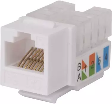 Модуль WRLine WR-KJ-RJ45-C5E-90 Keystone Jack RJ-45, 90 градусов, категория 5e, неэкранированная, заделка тип 110, цвет белый
