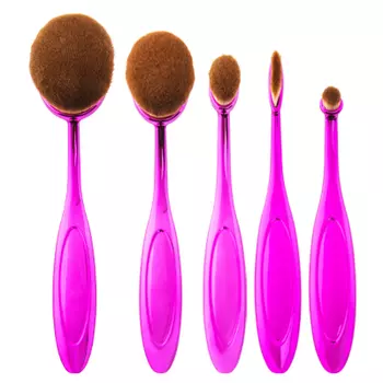 IRISK PROFESSIONAL Набор кистей-щеток макияжных, 03 малиновая ручка / Universal Brush 5 предметов