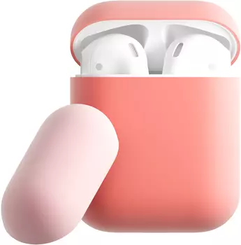 Чехол moonfish для футляра AirPods, силиконовый, коралловый+розовый