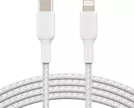 Кабель Belkin USB-C - Lightning, 2м, нейлон, белый