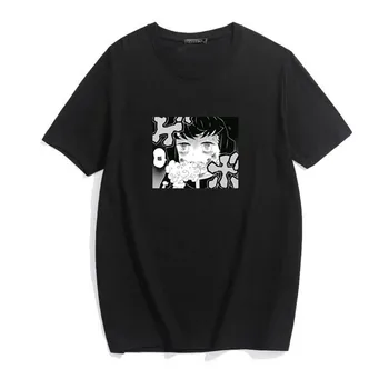Футболка с принтом аниме Y2K Street Fashion, лето S белый