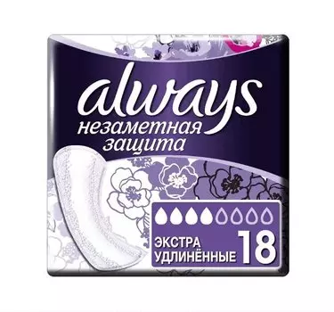 Always Незаметная защита Прокладки ежедневные ароматизированные Экстраудлиненные 18 шт