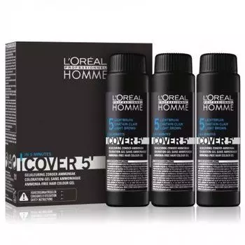 L'Oreal Professionnel Homme Cover - Тонирующий гель Кавер 5 (№5 светлый шатен) 3х50мл