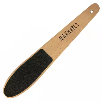 MAKnails, терка для ног, деревянная, двухсторонняя, Эко, 23,8 см, 100/180