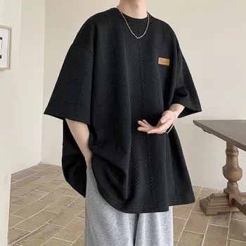 Футболка мужская с коротким рукавом из абрикосового фактурного переплетения - Niche Design, High Street Fashion XL чёрный