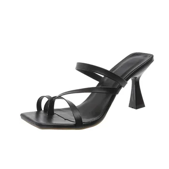 Women s Shoes on Sale Fashion Women s Slippers Square Toe Solid Open Toe High Heels Dress Sexy Outdoor Toe Set Slippers 35 белый