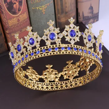 Свадебная тиара-корона Сплав, инкрустированный стразами Круглая свадебная корона в стиле барокко Аксессуары для волос