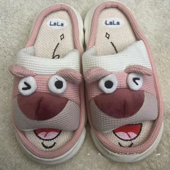Новые милые домашние тапочки с рисунком щенка LOVE Cartoon Cute, всесезонные, из хлопка и льна, на толстой подошве 36-37 серый