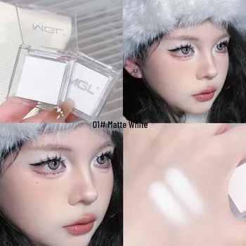 Матово-глянцевые тени для век MGL Pure White Eyeshadow для придания яркости и эффекта шелкопряда 03# light beige бежевый