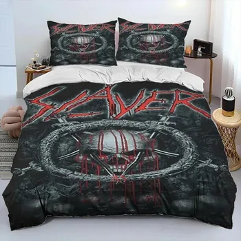 Slayer Heavy Metal Band Music Одеяло Постельное белье, пододеяльник Постельный комплект Одеяло Чехол Наволочка, King Queen Size Постельное белье Детский 70x133cm 2pcs