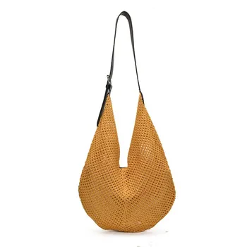 Сумка Niche Hollow Splicing Woven Bag Casual Seaside Vacation Beach Shoulder Bag через подмышку красный
