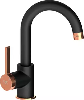 Смеситель для раковины GPD Gildo MTL165-S-R черный розовое золото